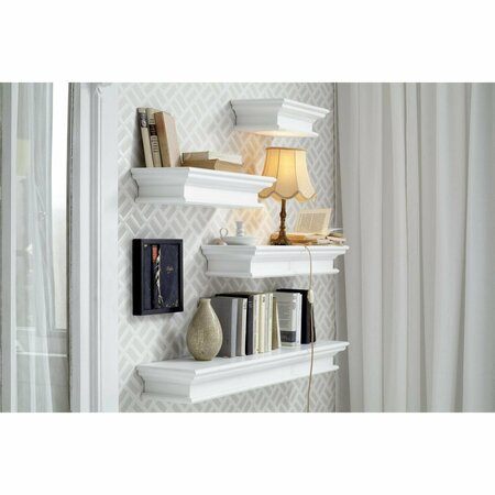 Homeroots 23 in. Classic White Floating Wall Shelf 397787